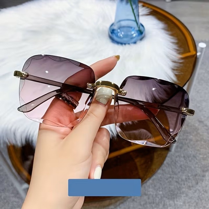 نظارات شمسية مربعة بدون إطار – ستايل كلاسيكي ريترو بلمسة عصرية